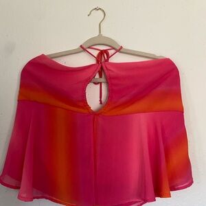 Vibrant Pink and Orange Halter Top